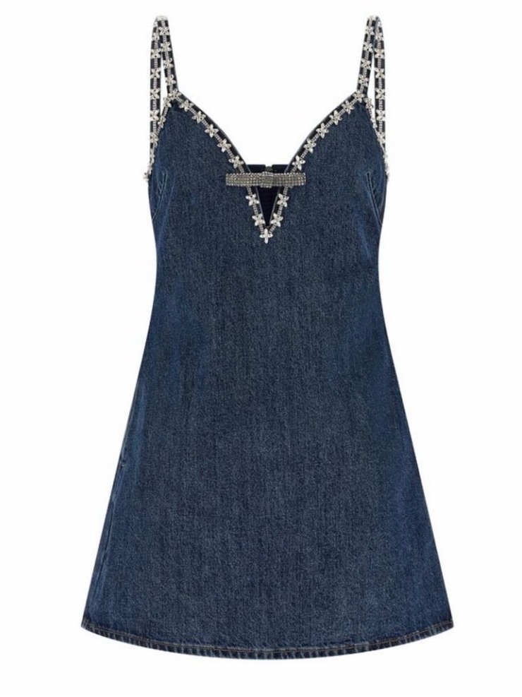 Self Portrait Women 'Denim Strappy Mini' Dress Us 8 — image 2 of 8